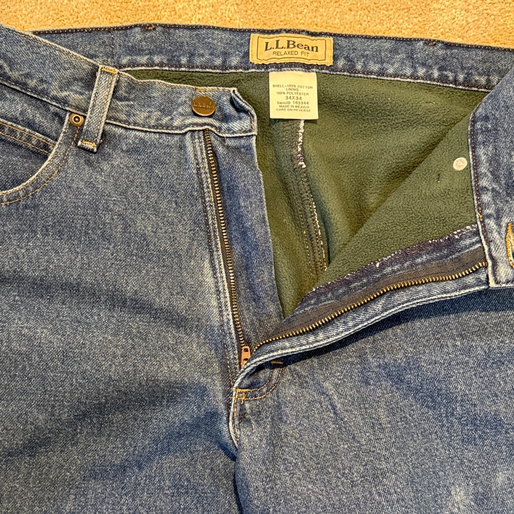 L.L. Bean Men's Relaxed Fit Fleece Lined Denim Jeans
